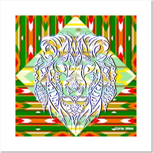 lion in safari pattern ecopop Posters and Art